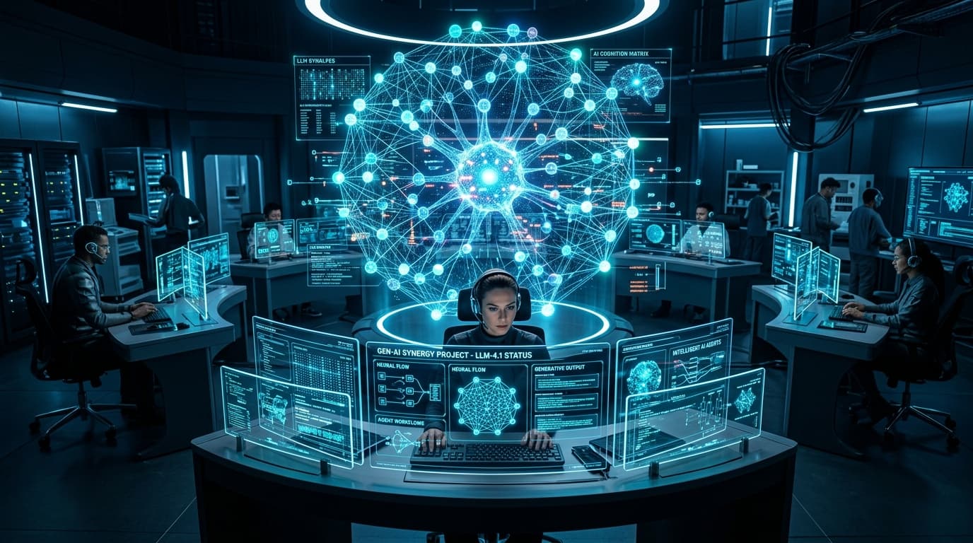 Futuristic Generative AI neural matrix and cognitive agent control center