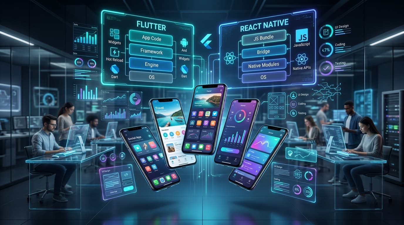 Mobile application development laboratory with Flutter and React Native showcase