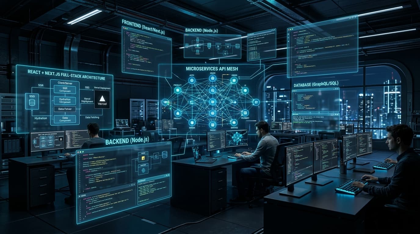 Software engineering laboratory with microservices API mesh and Next.js architecture